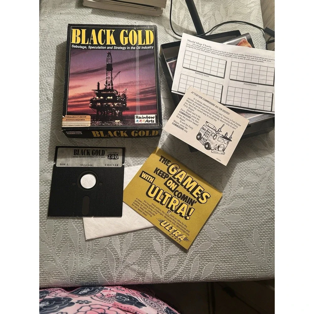 Commodore 64 PC User's Guide Lot Of Books & Black Gold 2 Floppy Disk Games